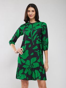 FableStreet - Black Floral Printed Dress