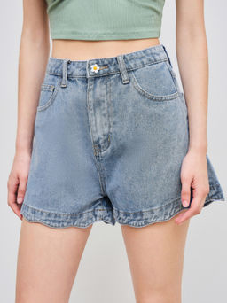 Cider - Solid Wave Trim Jean Shorts