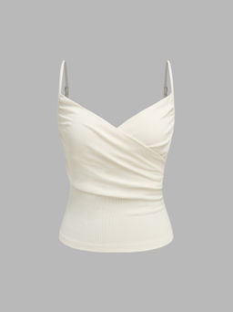 Cider - V-Neck Solid Ruched Cami Top