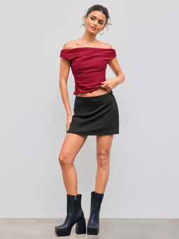 Cider - Mid Rise Split Solid Skirt