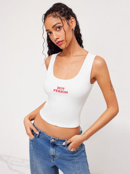Cider - Hot Person Scoop Neckline Embroidery Tank Top