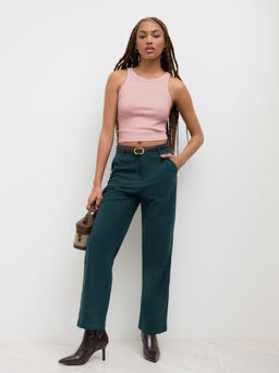 Cider - Cotton-blend Round Neckline Solid Tank Top