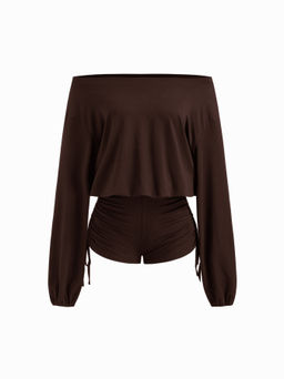 Cider - Asymmetrical Neck Drawstring Romper