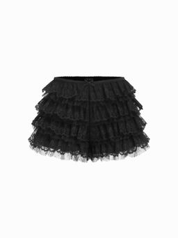 Cider - Lace & Ruffle Layered Bloomer Micro Shorts
