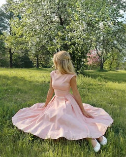 Cider - Boat Neck Cut Out Backless Ruffle Dress