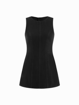 Cider - Denim Solid Zipper Sleeveless Dress