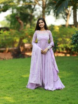 Fiorebymalar - Lavender Stone Embellished Leela Anarkali Dress with Dupatta