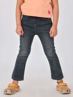 Tales & Stories - Baby Girl's Solid Grey Lycra Light Faded Bootcut Jeans