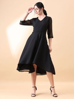 Powersutra - Black High Low Fit & Flare Dress