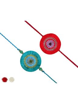 MasQ - Red Teal Fringe Rakhi (Pack of 2)