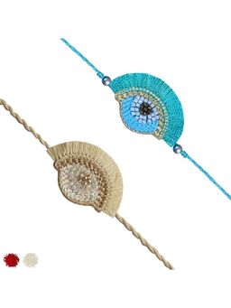 MasQ - Teal Beige Mayur Rakhi (Pack of 2)