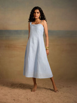 dhaaga - Blue Nessa Solid Dress