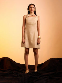 dhaaga - Beige Nova Solid Dress
