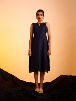 dhaaga - Navy Blue Rhea Solid Dress
