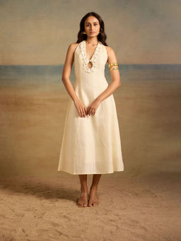 dhaaga - Cream Samiha Embroidered Dress