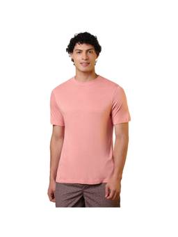 Sleepz by Raymond - Regular Fit Solid Medium Red Pure Cotton T-Shirt