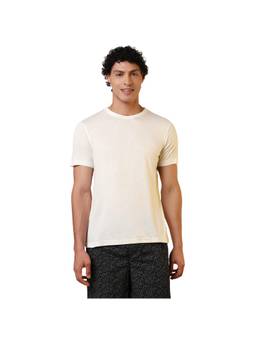Sleepz by Raymond - Regular Fit Solid Ivory T-Shirt