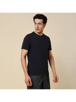 Sleepz by Raymond - Regular Fit Solid Dark Blue T-Shirt