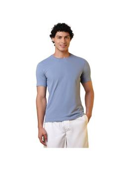 Sleepz by Raymond - Regular Fit Solid Light Blue T-Shirt