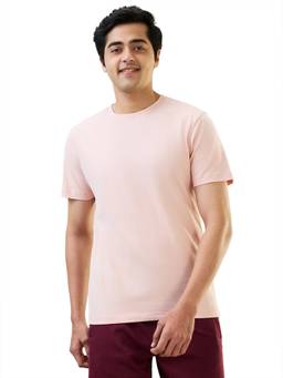Sleepz by Raymond - Regular Fit Solid Light Peach T-Shirt