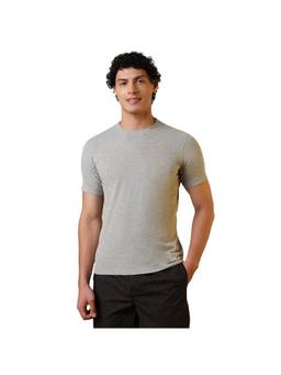 Sleepz by Raymond - Regular Fit Solid Light Grey T-Shirt