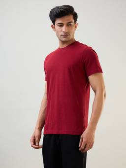 Sleepz by Raymond - Regular Fit Solid Medium Red T-Shirt