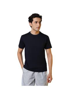 Sleepz by Raymond - Regular Fit Solid Navy Blue T-Shirt