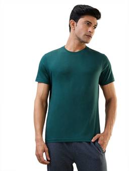 Sleepz by Raymond - Regular Fit Solid Dark Green T-Shirt
