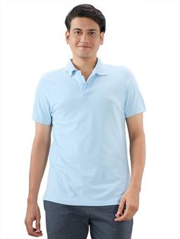Sleepz by Raymond - Regular Fit Solid Light Blue Pure Cotton T-Shirt