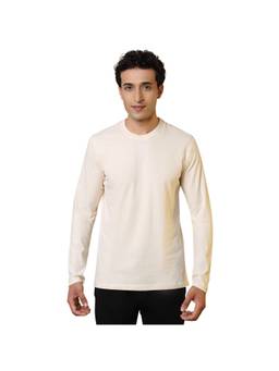Sleepz by Raymond - Regular Fit Solid Light Cream T-Shirt