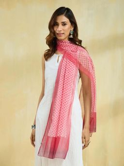Fabindia - Pink Cotton Silk Hand Block Printed Stole