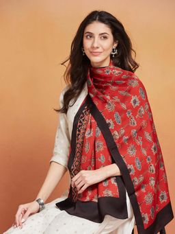 Fabindia - Maroon Viscose Blend Stole
