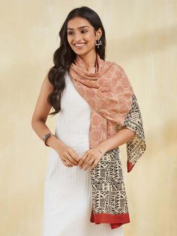 Fabindia - Beige Cotton Bagru Printed Stole