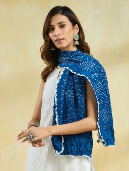 Fabindia - Blue Viscose Blend Bandhani Stole