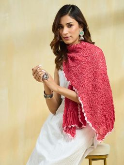 Fabindia - Pink Viscose Blend Bandhani Stole