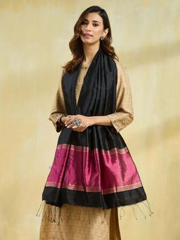 Fabindia - Black Silk Hand Woven Stole
