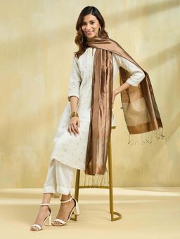 Fabindia - Brown Silk Hand Woven Stole