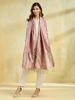 Fabindia - Pink Silk Hand Woven Stole