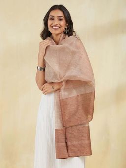 Fabindia - Beige Silk Hand Woven Stole