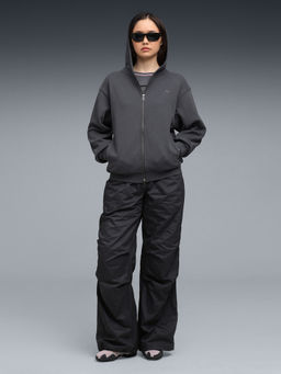 Puma - Women Grey Yona Full-Zip Cotton Hooded Jacket