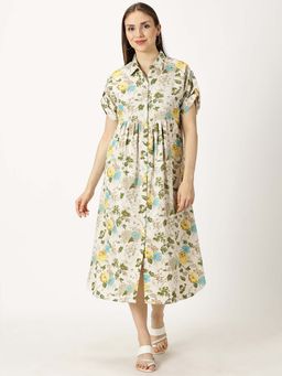 Saffron Threads - Turquoise Floral Midi Dress