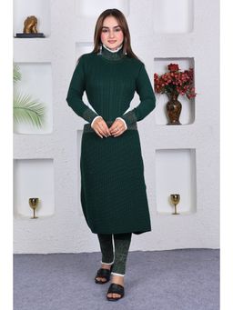 KNITZY - Women Green Colorblock Woven Kurta with Pant