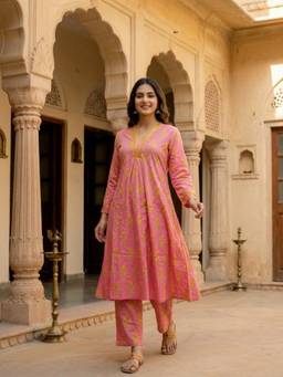 FASHOR - Women Pink Floral Printed Co-Ord Set