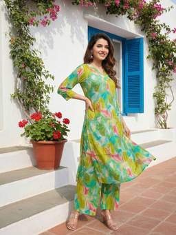 FASHOR - Women Green Abstract Printed Co-Ord Set