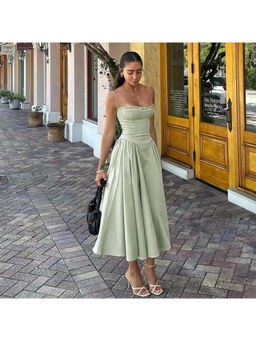 MISS MOSA BY AKANKSHA - Agastha Green Midi Vintage Retro Midi Dress