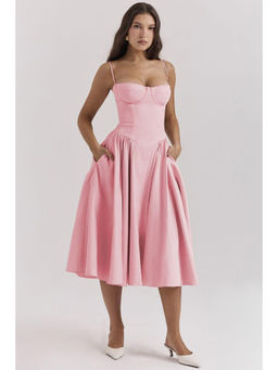 MISS MOSA BY AKANKSHA - Agastha Peach Midi Vintage Retro Midi Dress