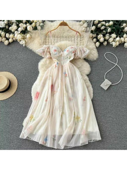 MISS MOSA BY AKANKSHA - Disa Floral Midi Dress In Ivory