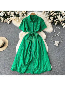 MISS MOSA BY AKANKSHA - Ginny Green Cotton Midi Dress