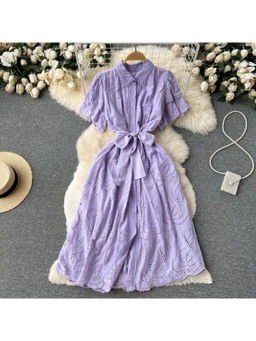 MISS MOSA BY AKANKSHA - Ginny Purple Cotton Midi Dress