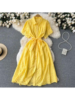 MISS MOSA BY AKANKSHA - Ginny Yellow Cotton Midi Dress